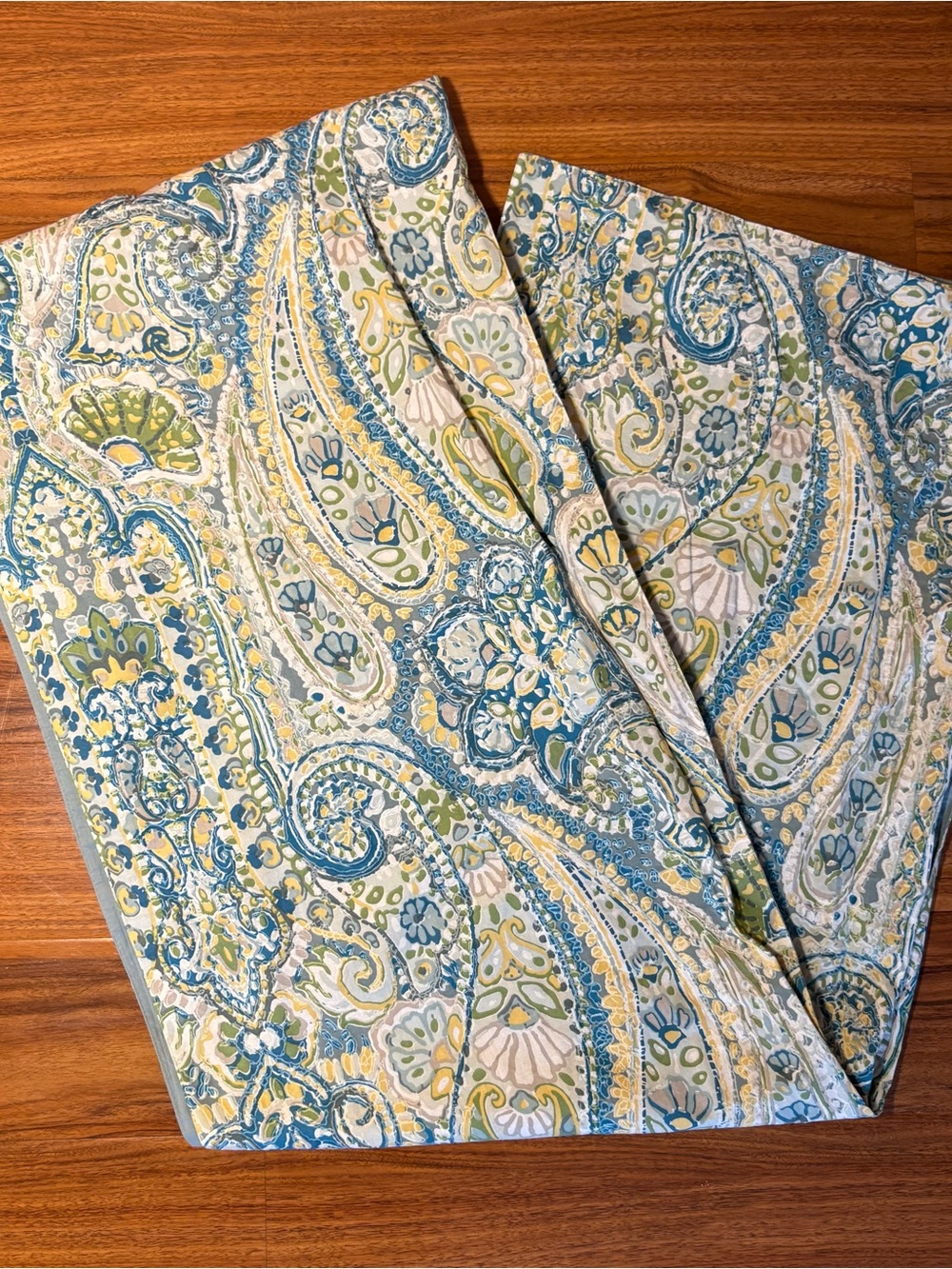 Pottery Barn Paisley Table Runner 18x108 Blue Green Cotton